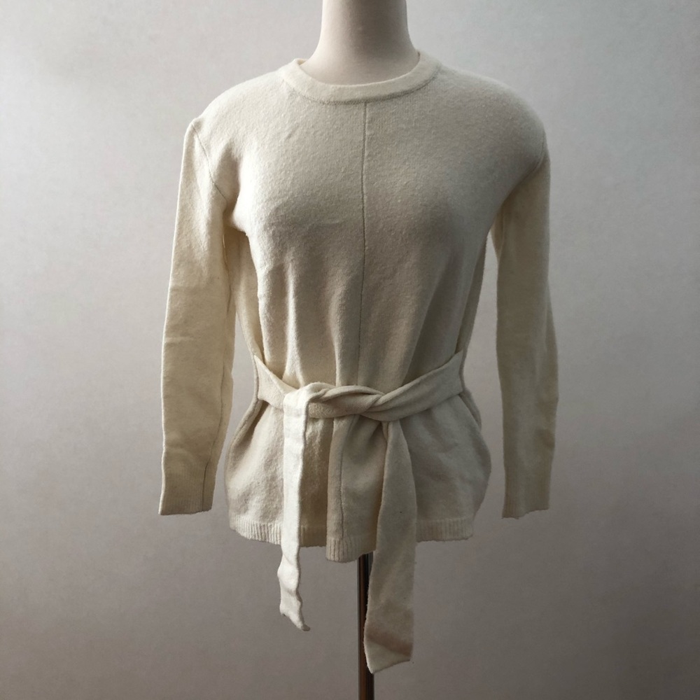 MADEWELL Tie Front Pullover Ivory Sweater
